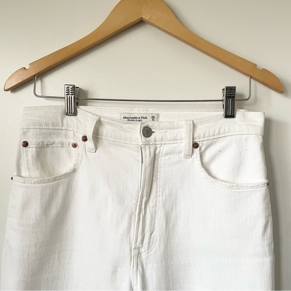 Abercrombie & Fitch Ankle Straight Ultra High Rise White Jeans, Sz 28/6 - Picture 9 of 13